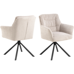 Florence Alonso Cream Swivel Dining Chair with Armrest Set of 2 - Furniture To Go - Wilko - thumbnail 3