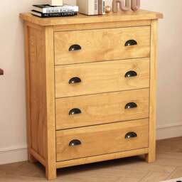 Cabinet Bits Lugo 4 Drawer Antique Wax Brass Cup Handle Chest of Drawers - Brown - Wilko - thumbnail 1