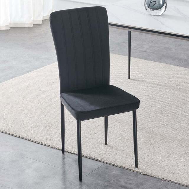 Elle Set of 6 Black Velvet Effect Plush Padded Upholstered Dining Chair - MCC - Wilko - image 1