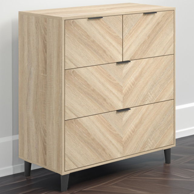 Stockholm Chevron 4 Drawer Sonoma Oak Chest of Drawers - Wood - LPD Home - Wilko - image 1
