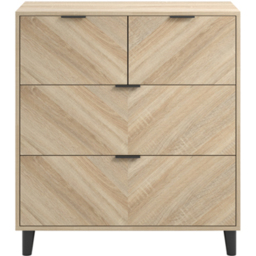 Stockholm Chevron 4 Drawer Sonoma Oak Chest of Drawers - Wood - LPD Home - Wilko - thumbnail 5