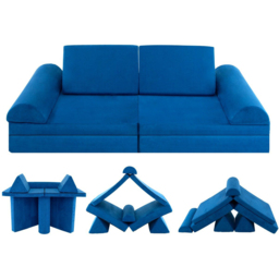 Costway Blue Kids Modular Convertible Sofa Playset 6 Piece - Size: 91 x 40 x 39cm - Wilko - thumbnail 4