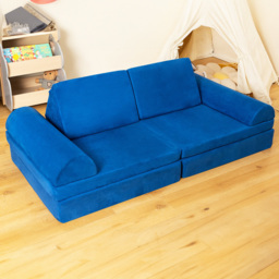 Costway Blue Kids Modular Convertible Sofa Playset 6 Piece - Size: 91 x 40 x 39cm - Wilko