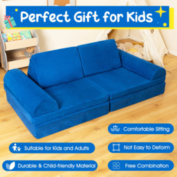 Costway Blue Kids Modular Convertible Sofa Playset 6 Piece - Size: 91 x 40 x 39cm - Wilko - thumbnail 6