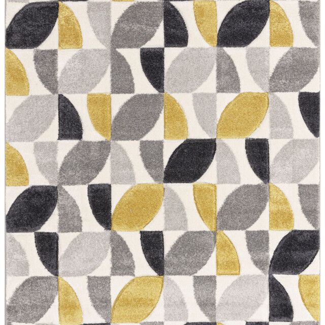 Vera Leaf Pattern Rug - Yellow/160cm - Wilko - image 1