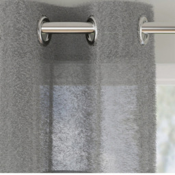 Tyrone Textiles Andorra Grey Textured Header Eyelet Voile Panel Curtains 140 x 137cm - Size: W 140 x D 137cm - Wilko - thumbnail 3