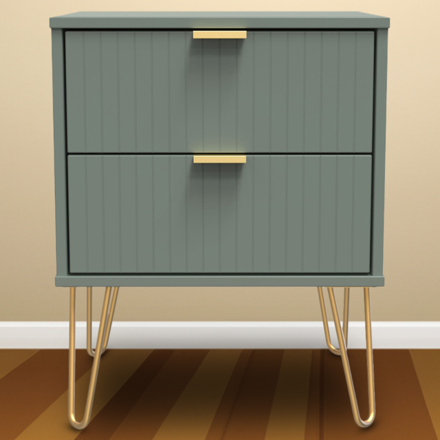 Crowndale 2 Drawer Reed Green Bedside Table Ready Assembled - Wilko - image 1