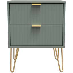 Crowndale 2 Drawer Reed Green Bedside Table Ready Assembled - Wilko - thumbnail 4
