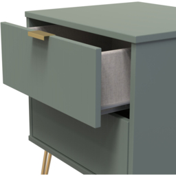 Crowndale 2 Drawer Reed Green Bedside Table Ready Assembled - Wilko - thumbnail 7