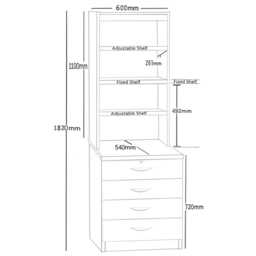 R White Cabinets 4 Drawer 4 Shelf White Chest of Drawers - Wilko - thumbnail 6