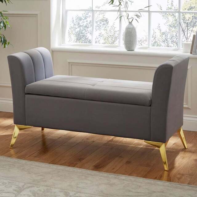 GFW Pettine Grey Ottoman Storage Bench - Size: 45 x 121 x 67cm - Wilko - image 1