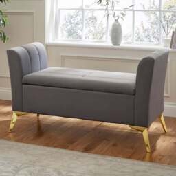 GFW Pettine Grey Ottoman Storage Bench - Size: 45 x 121 x 67cm - Wilko