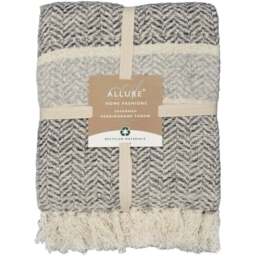 Allure Home Fashions Herringbone Grey Throw Blanket 150 x 200cm - Wilko - thumbnail 1