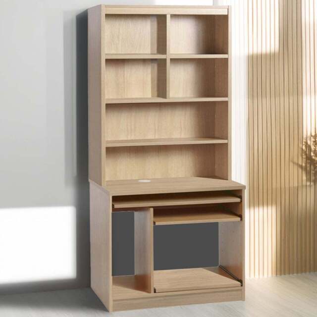 R White Cabinets 6 Shelf Computer Desk with Hutch Brown - Size: 182.8 x 85 x 54cm - Wilko - image 1