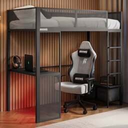 Recoil Glitch Metal Gaming High Sleeper with Desk - Size: Single - Black - Wilko - thumbnail 1