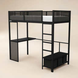 Recoil Glitch Metal Gaming High Sleeper with Desk - Size: Single - Black - Wilko - thumbnail 3