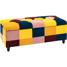 HOMCOM Multicolour Velvet Button Tufted Ottoman Bench - Size: 41 x 49 x 116cm - Wilko - thumbnail 3