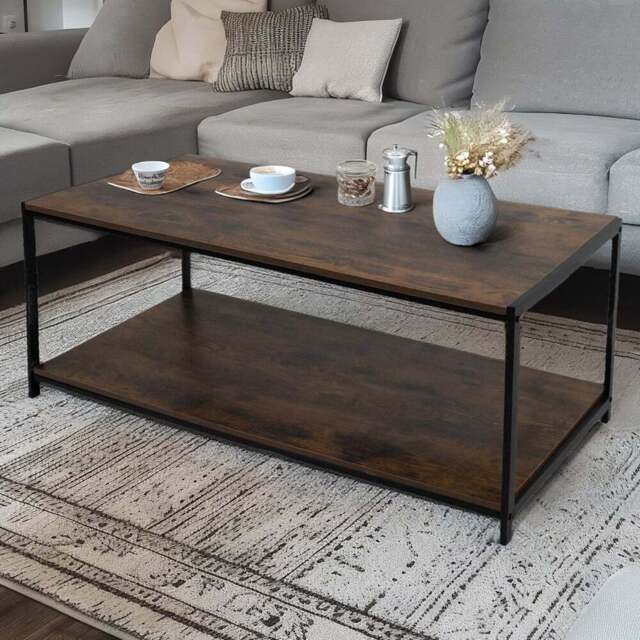 House of Home Rustic Brown Coffee Table - Size: 50 x 100 x 45cm - Wilko - image 1