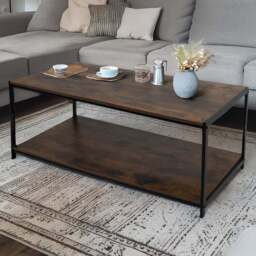 House of Home Rustic Brown Coffee Table - Size: 50 x 100 x 45cm - Wilko - thumbnail 1