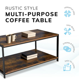 House of Home Rustic Brown Coffee Table - Size: 50 x 100 x 45cm - Wilko - thumbnail 3