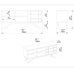 Decorotika North Single Door 4 Shelf White Marble and Gold TV Unit - Size: 58.6 x 130 x 38.6cm - Multi - Wilko - thumbnail 7
