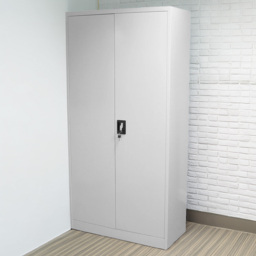 MonsterShop 2 Door 4 Shelf Light Grey Filing Cabinet - Size: 180.0 cm x 90.0 cm x 40.0 cmcm - Wilko