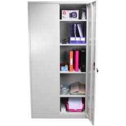 MonsterShop 2 Door 4 Shelf Light Grey Filing Cabinet - Size: 180.0 cm x 90.0 cm x 40.0 cmcm - Wilko - thumbnail 6