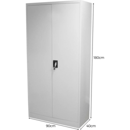 MonsterShop 2 Door 4 Shelf Light Grey Filing Cabinet - Size: 180.0 cm x 90.0 cm x 40.0 cmcm - Wilko - thumbnail 7