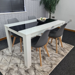 Kosy Koala 4 Seater Plastic and Faux Leather Dining Set Black White and Grey - White Black - Portland - Wilko - thumbnail 6