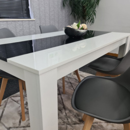 Kosy Koala 4 Seater Plastic and Faux Leather Dining Set Black White and Grey - White Black - Portland - Wilko - thumbnail 3