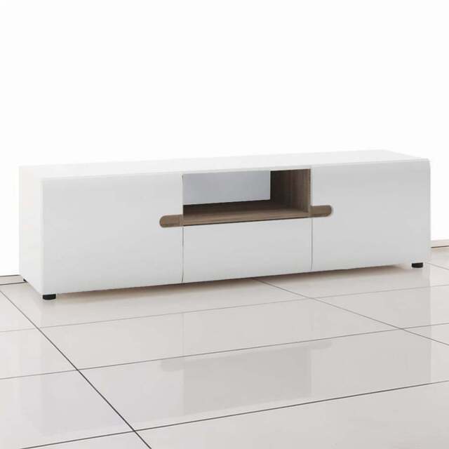 Florence Chelsea 2 Door Single Drawer White Truffle Oak Trim TV Unit - Size: 42 x 164 x 45cm - Furniture to Go - Wilko - image 1
