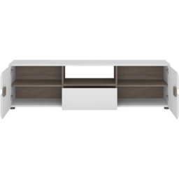 Florence Chelsea 2 Door Single Drawer White Truffle Oak Trim TV Unit - Size: 42 x 164 x 45cm - Furniture to Go - Wilko - thumbnail 4