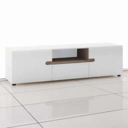 Florence Chelsea 2 Door Single Drawer White Truffle Oak Trim TV Unit - Size: 42 x 164 x 45cm - Furniture to Go - Wilko - thumbnail 1