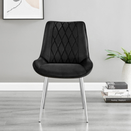 Furniturebox Molini Cesano 6 Seater Dining Set Grey Gloss Black and Chrome - Wilko - thumbnail 4