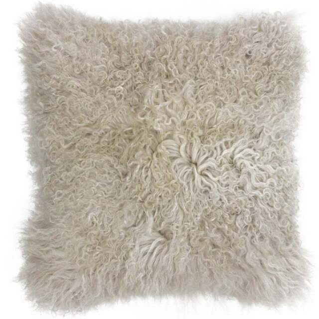 Paoletti Mongolian Oatmeal Sheepskin Cushion - Size: 40 x 40 cm - Cream - Wilko - image 1