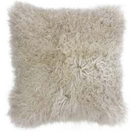 Paoletti Mongolian Oatmeal Sheepskin Cushion - Size: 40 x 40 cm - Cream - Wilko