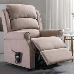 Winslow Neutral Wheat Fabric Rise Recliner Chair - Size: Single - Brown - Wilko