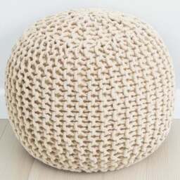 Kaikoo Knitted Cream Knitted Pod Pouffe - Size: 50  x 35  x 50cm - Wilko