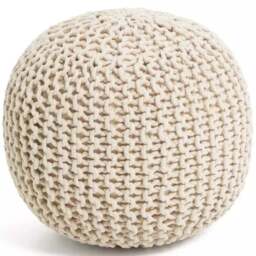 Kaikoo Knitted Cream Knitted Pod Pouffe - Size: 50  x 35  x 50cm - Wilko - thumbnail 4