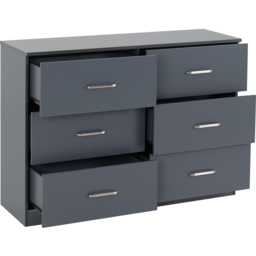 Seconique Dakota 6 Drawer Dark Grey Storage Chest - Wilko - thumbnail 5