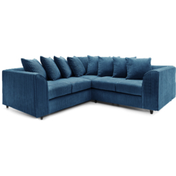 Luxor 5 Seater Marine Blue Jumbo Cord Scatter Back L Shaped Corner Sofa Set - Wilko - thumbnail 3