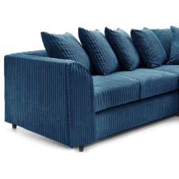 Luxor 5 Seater Marine Blue Jumbo Cord Scatter Back L Shaped Corner Sofa Set - Wilko - thumbnail 4