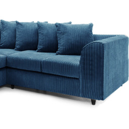Luxor 5 Seater Marine Blue Jumbo Cord Scatter Back L Shaped Corner Sofa Set - Wilko - thumbnail 5