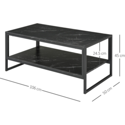 Portland 2 Tier Black Laminated Marble Print Coffee Table - Size: 106 x 50 x 45cm - Wilko - thumbnail 4