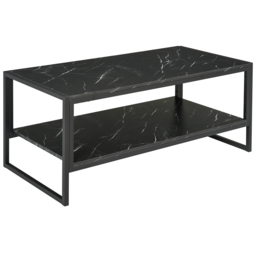 Portland 2 Tier Black Laminated Marble Print Coffee Table - Size: 106 x 50 x 45cm - Wilko - thumbnail 3