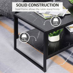 Portland 2 Tier Black Laminated Marble Print Coffee Table - Size: 106 x 50 x 45cm - Wilko - thumbnail 6