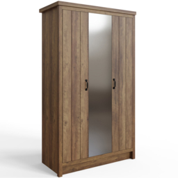 GFW Boston 3 Door Knotty Oak Mirrored Wardrobe - Brown - Wilko - thumbnail 3