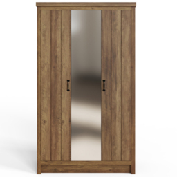 GFW Boston 3 Door Knotty Oak Mirrored Wardrobe - Brown - Wilko - thumbnail 5