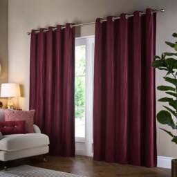 Paoletti Corinthian Red Velvet Eyelet Curtains 168 x 183cm - Size: 183 x 168 x 1cm - Wilko