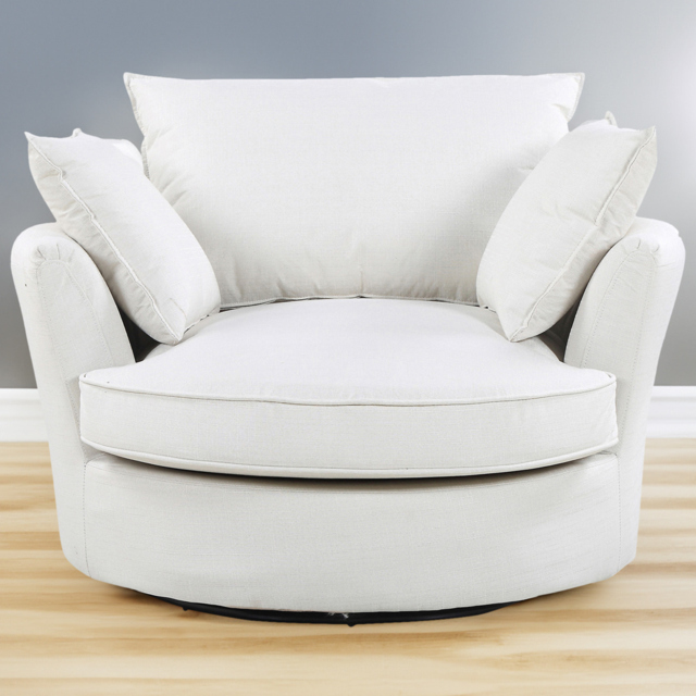 Fairburn Cream Bonded Leather Swivel Cuddle Chair - Size: Single - Artemis Home - Wilko - image 1